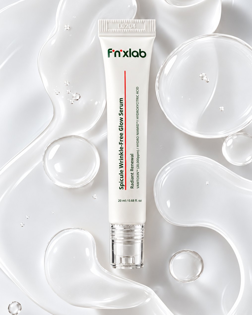 젤 위에 놓인 Spicule Wrinkle-Free Glow Serum